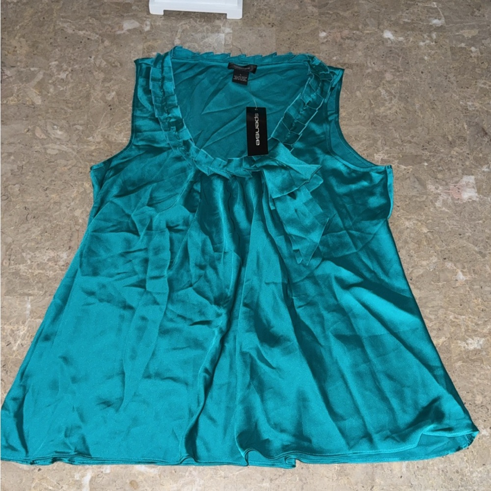 Sea Teal Ruffled Sleeveless Blouse